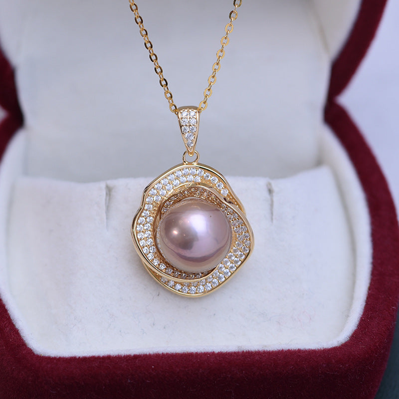 Floral Pendant with 11-12mm Freshwater Pearls