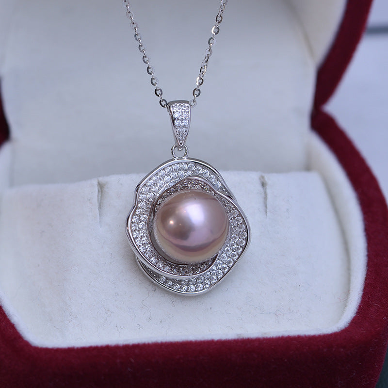 Floral Pendant with 11-12mm Freshwater Pearls