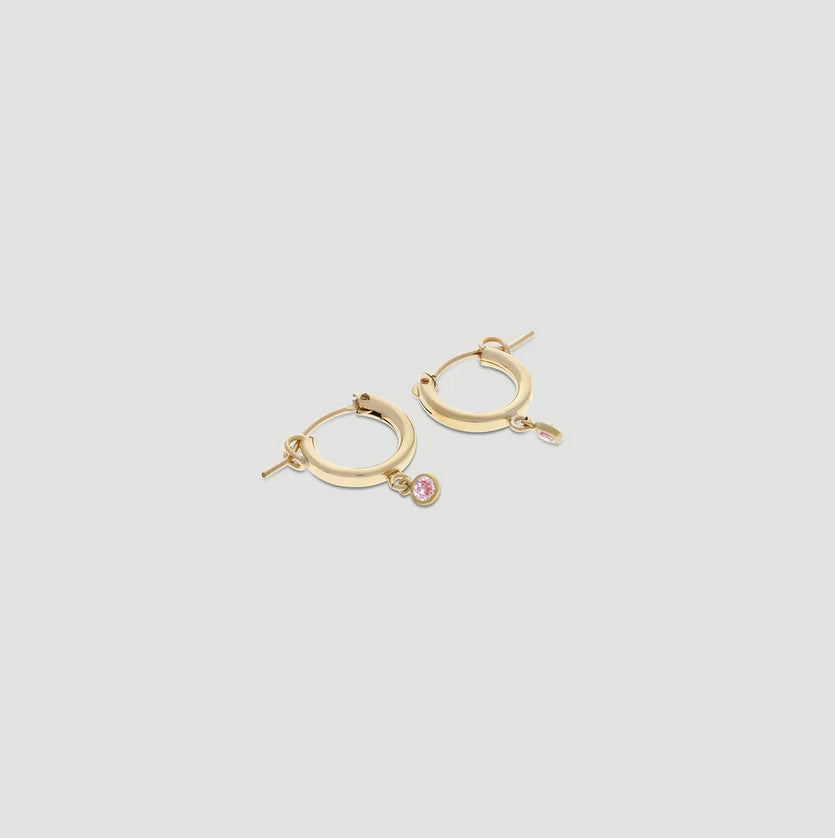 Mini Birthstone Hoop Earrings 13mm