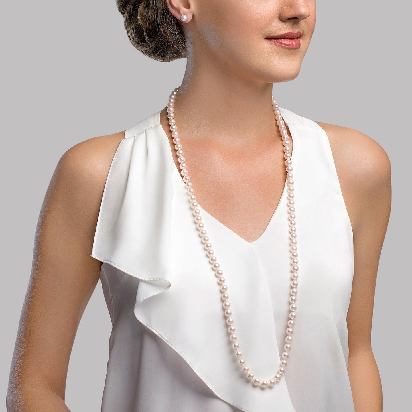 Opera Length White Akoya Pearl Necklace 8.0-8.5mm