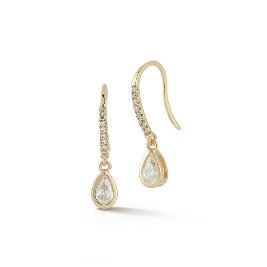 Pear Diamond Drop Earrings in 14kt Gold