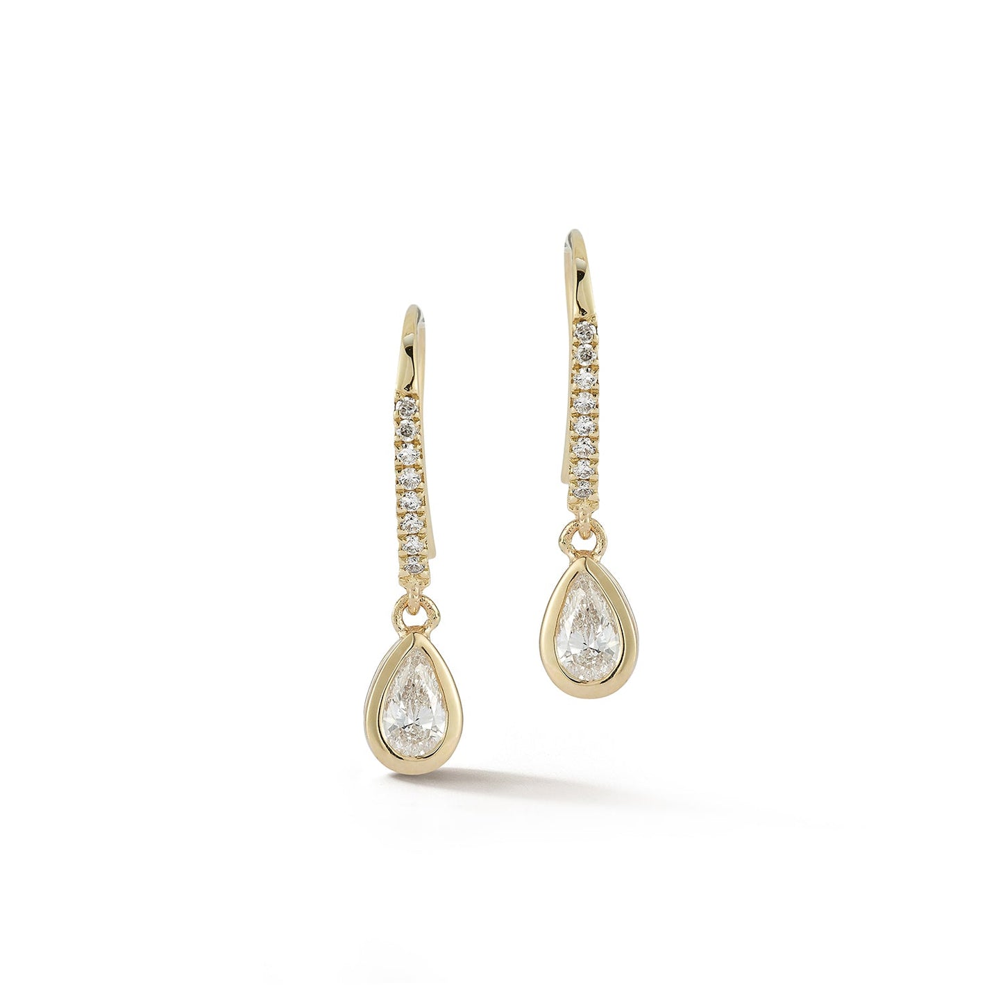 Pear Diamond Drop Earrings in 14kt Gold