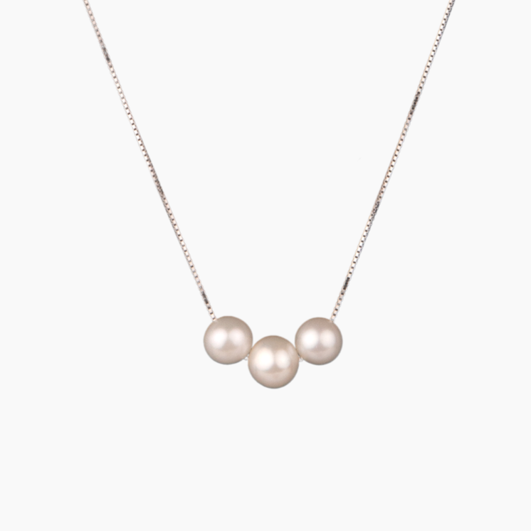 Triple White Pearl Floating Necklace