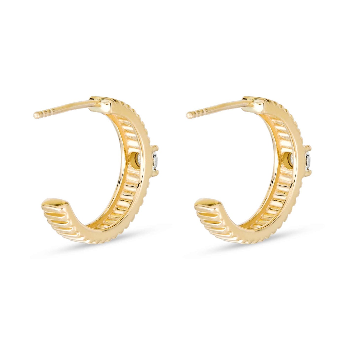 Delicate Diamond Hoop Earrings in Pirouette Style