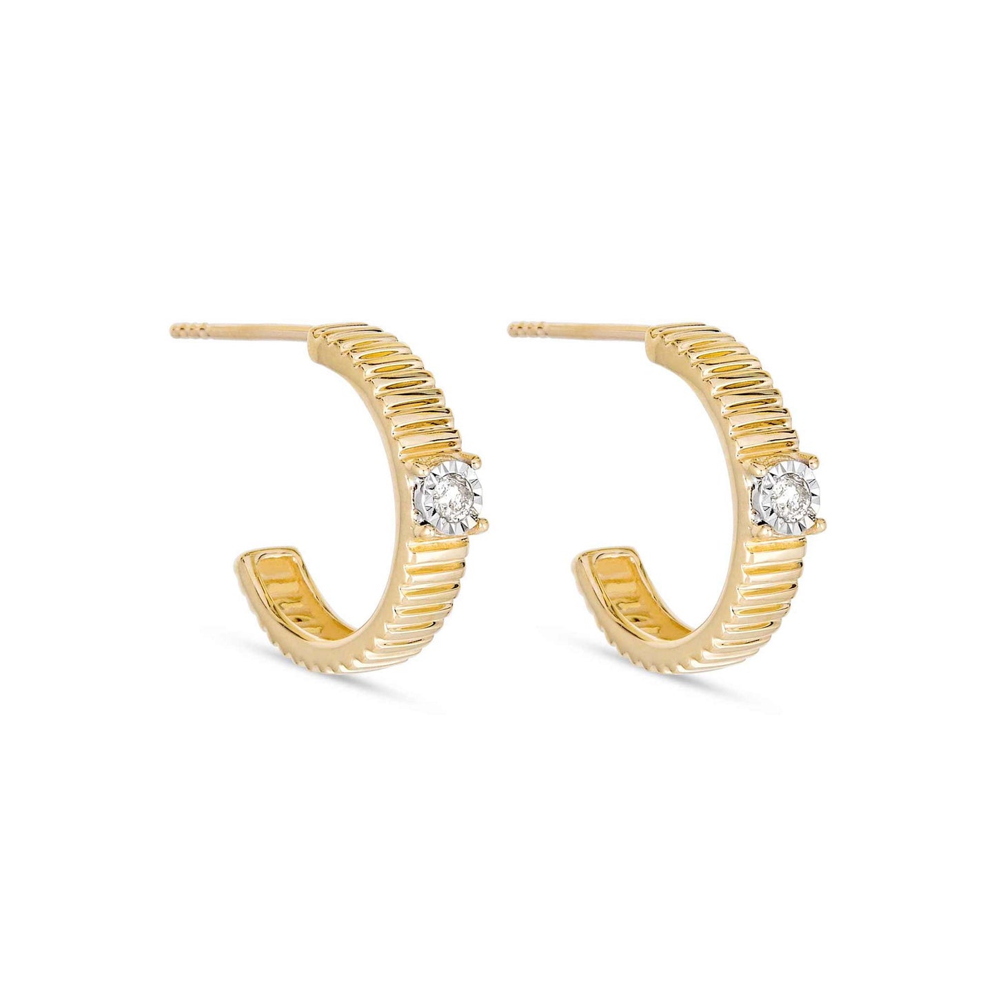 Delicate Diamond Hoop Earrings in Pirouette Style