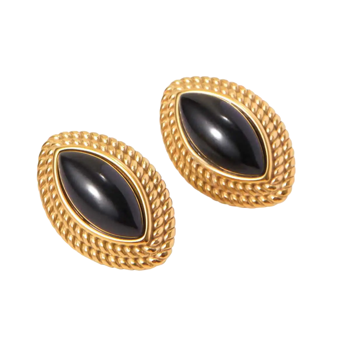 Geometric Vintage Onyx Stud Earrings