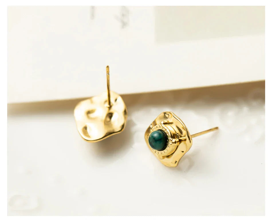 Irregular Spiked Stud Earrings in Gold Plated Finish