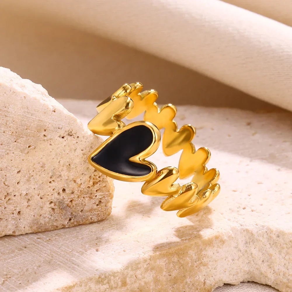 Gold Heart Star Design Ring