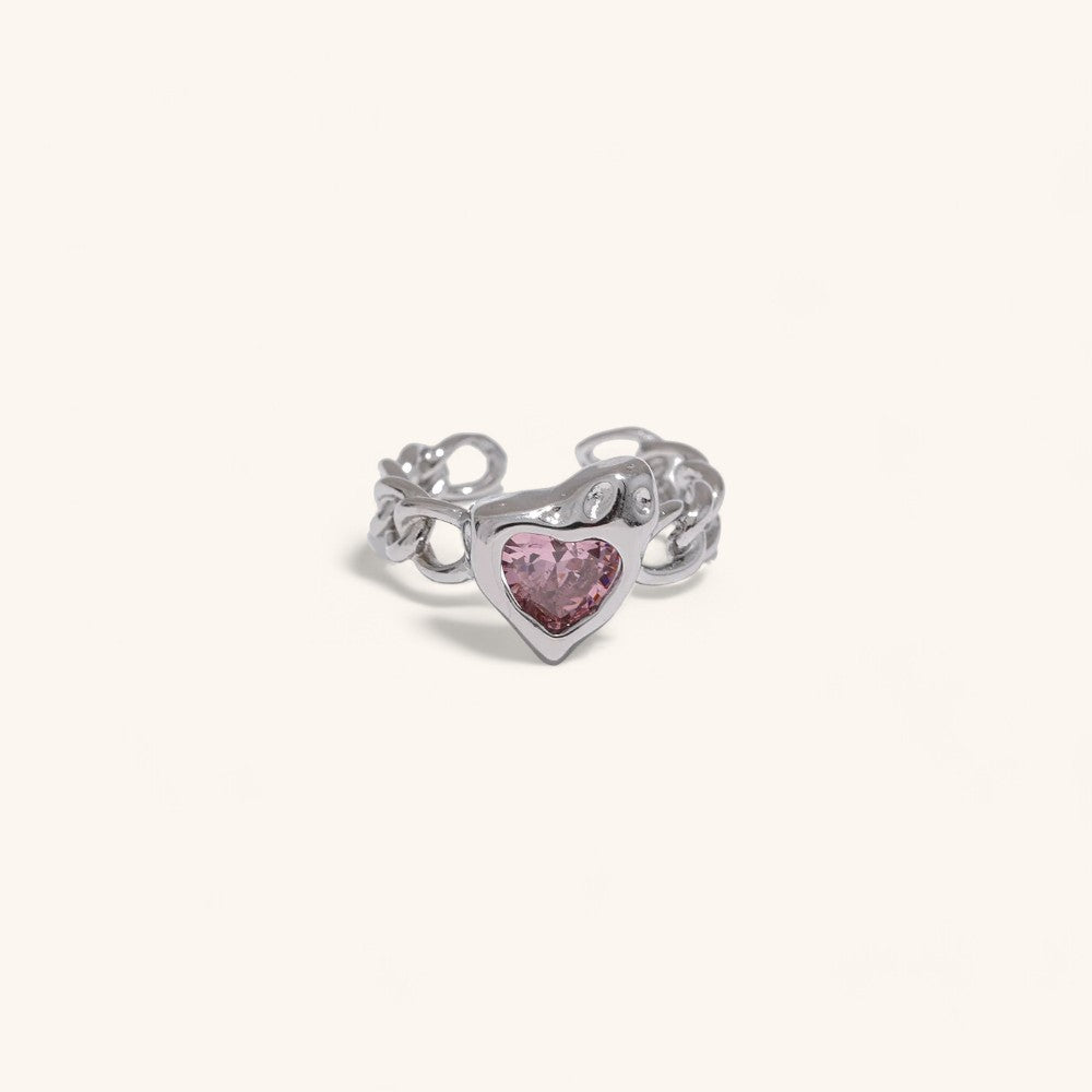 Cubic Zirconia Pink Heart Ring