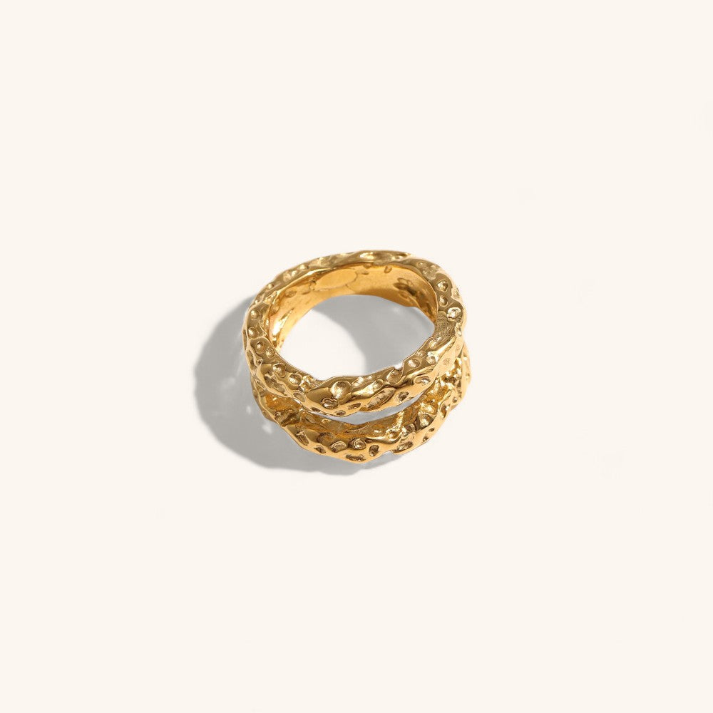 Gold Round Statement Ring with Radiant Design