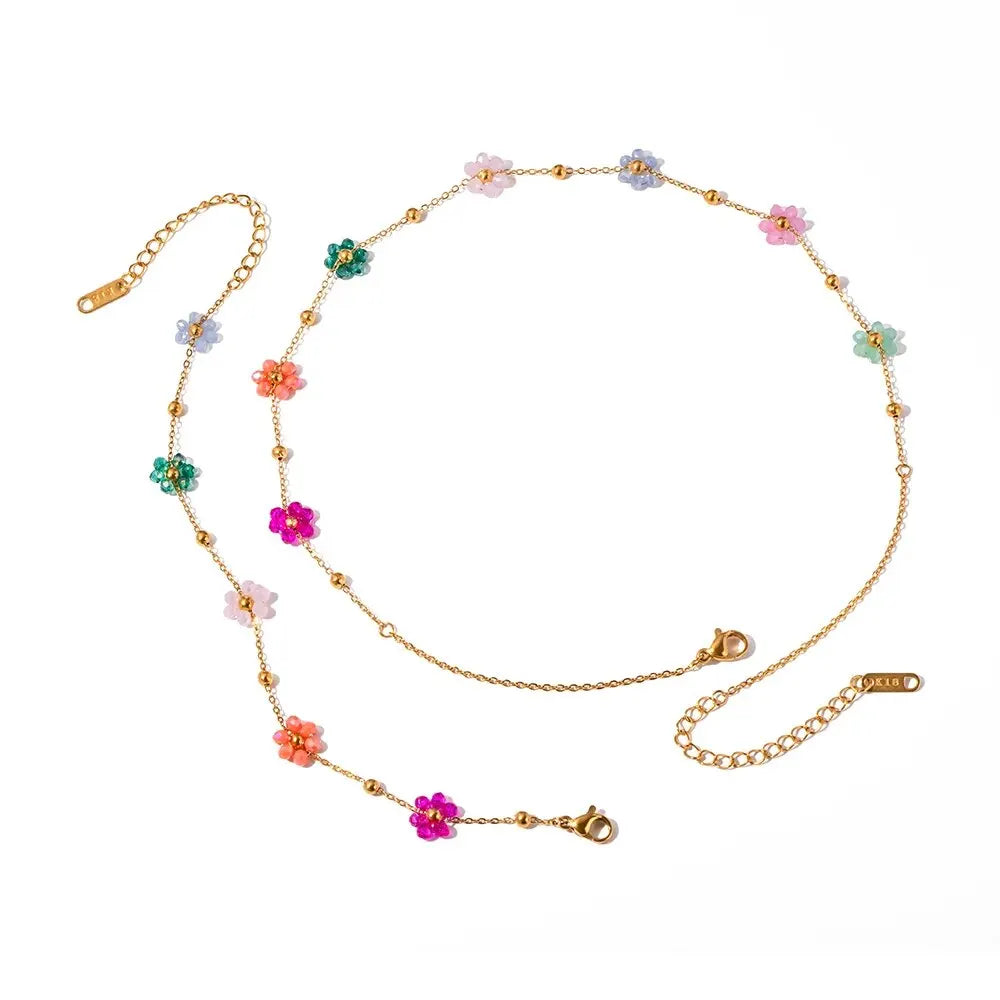 Colorful Floral Chain Jewelry Set