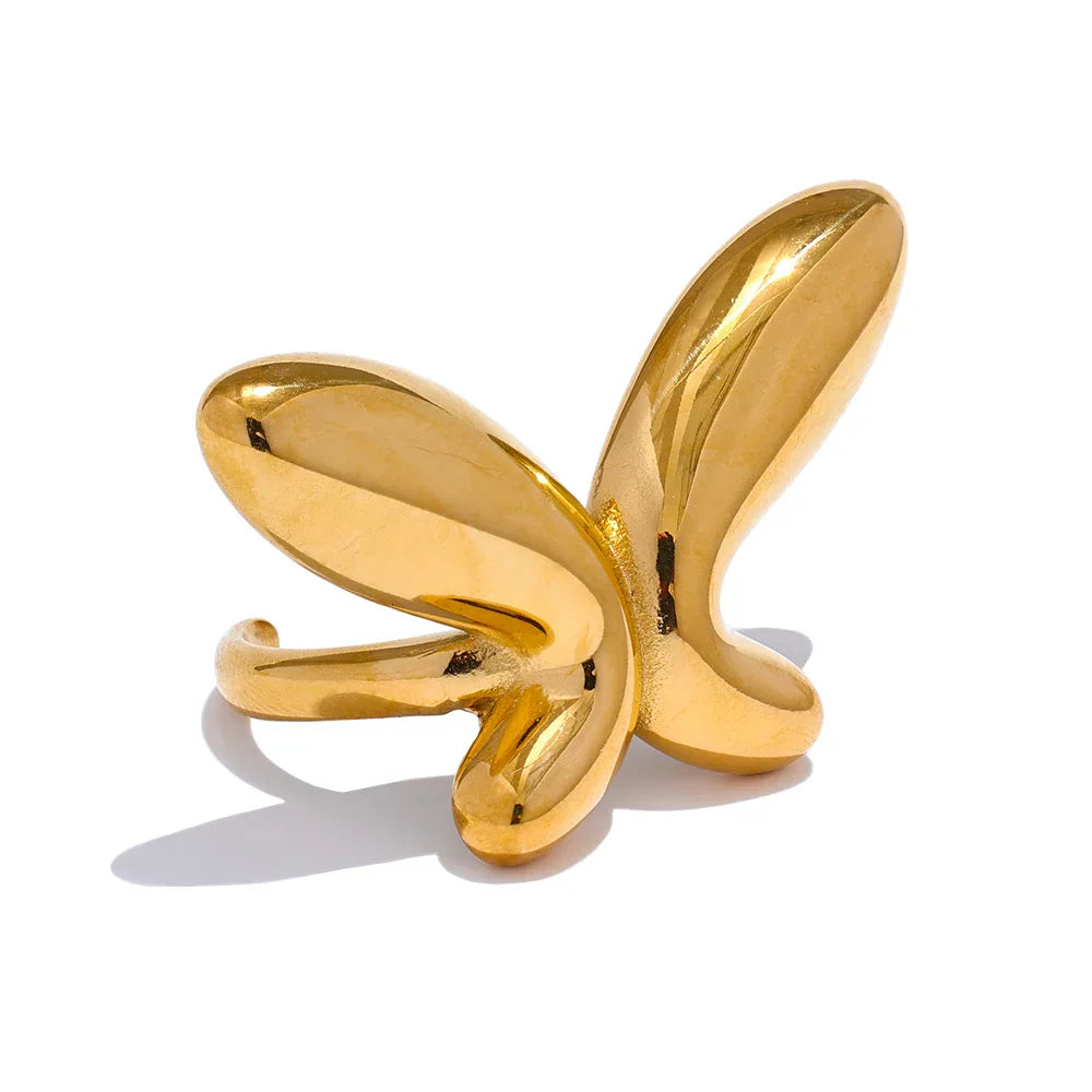 Butterfly Design Open Ring in Minimalistic Style