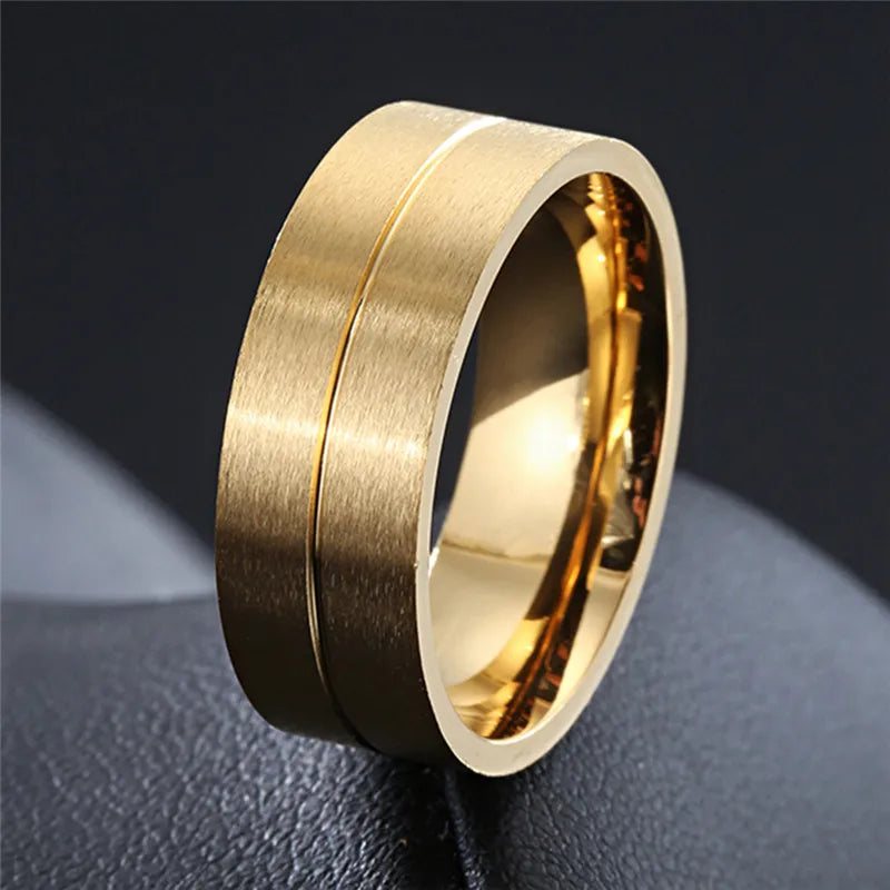 Stylish Gold Stainless Steel Wedding Promise Rings