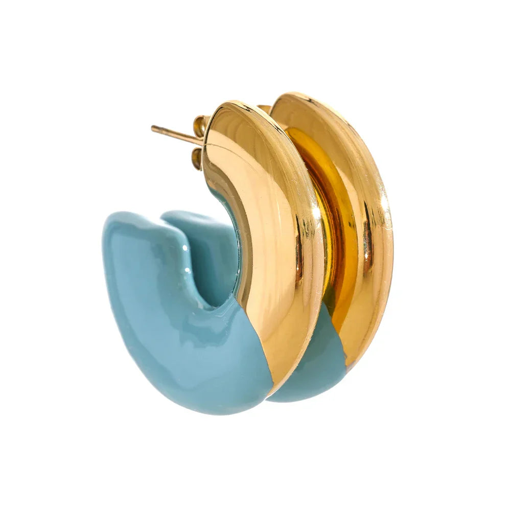 Colorful Enamel Huggie Earrings for Daily Wear