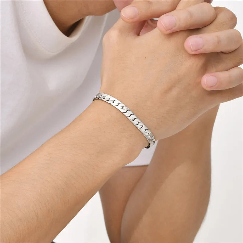 Sleek Stainless Steel Cuban Chain Bracelet