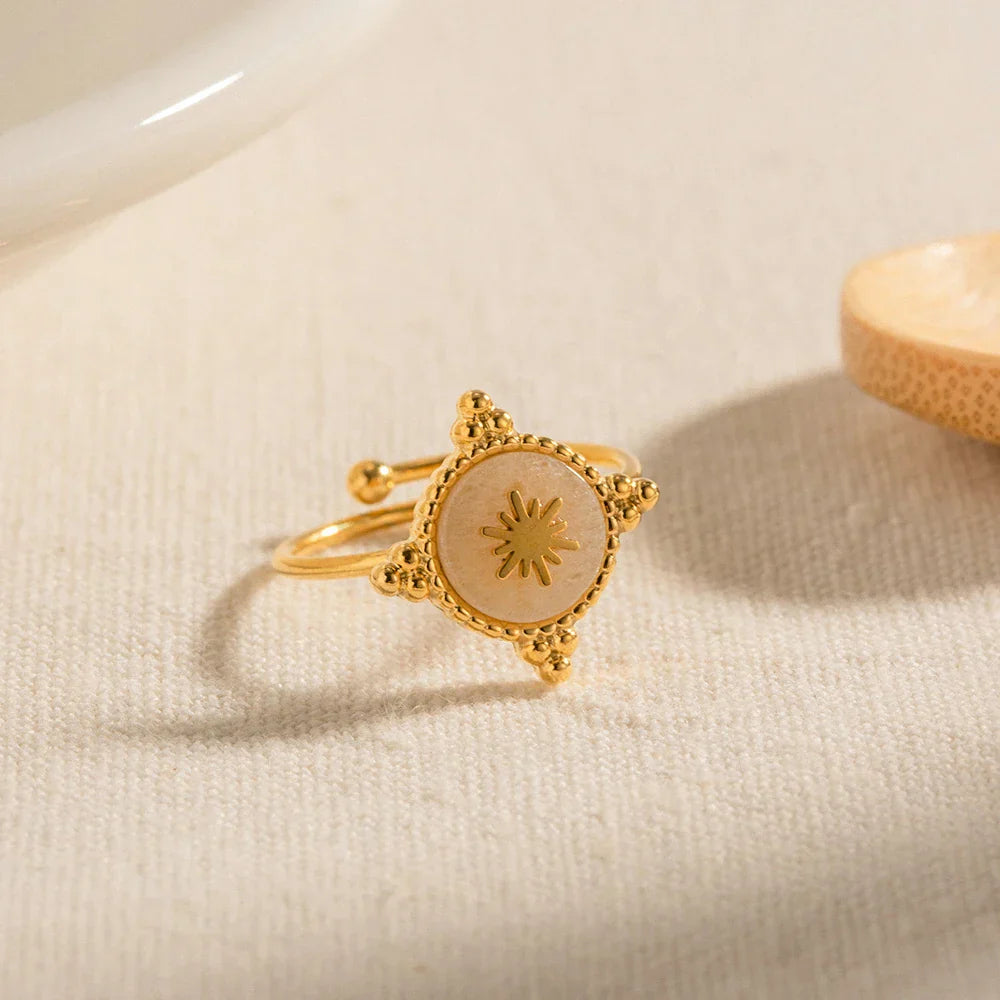 Gold Astrolabe Style Ring for Women