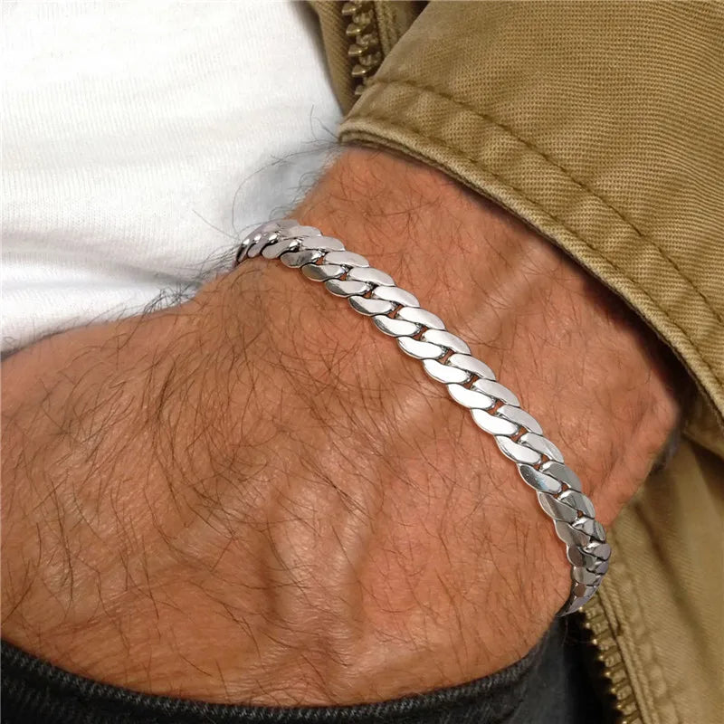 Sleek Stainless Steel Cuban Chain Bracelet