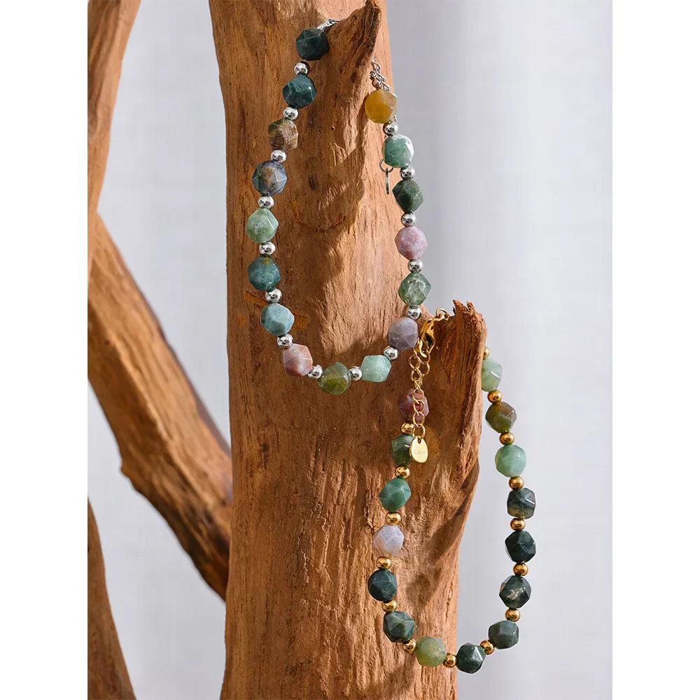 Agate Stone Beads Bracelet Chain Design