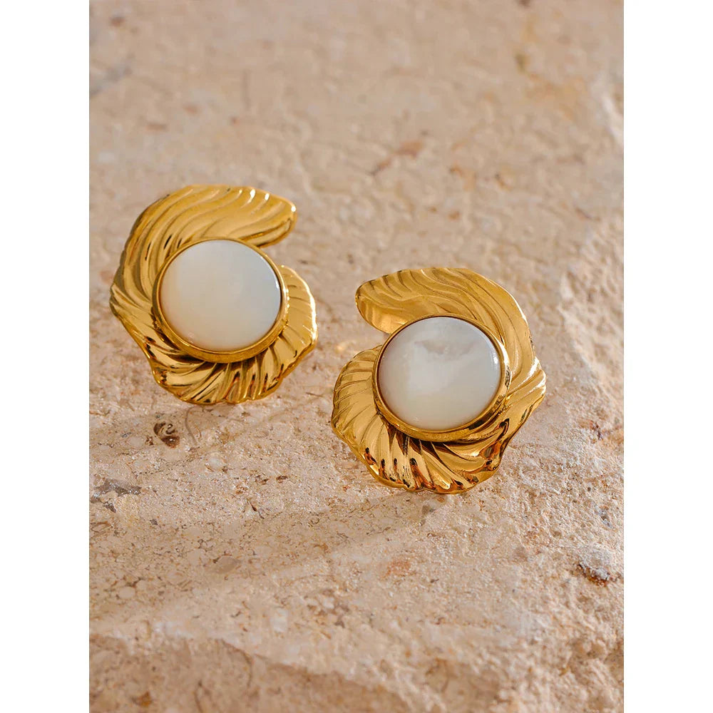 Geometric Natural Shell Statement Earrings