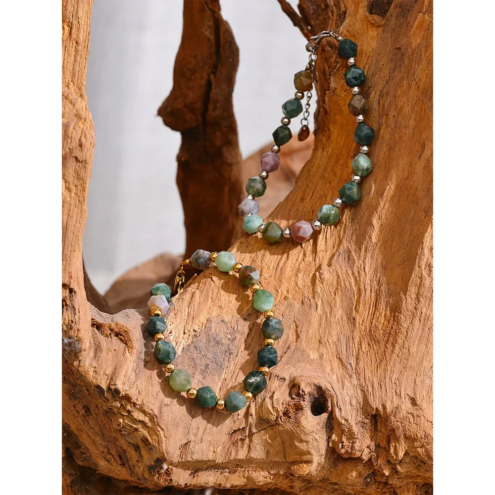 Agate Stone Beads Bracelet Chain Design