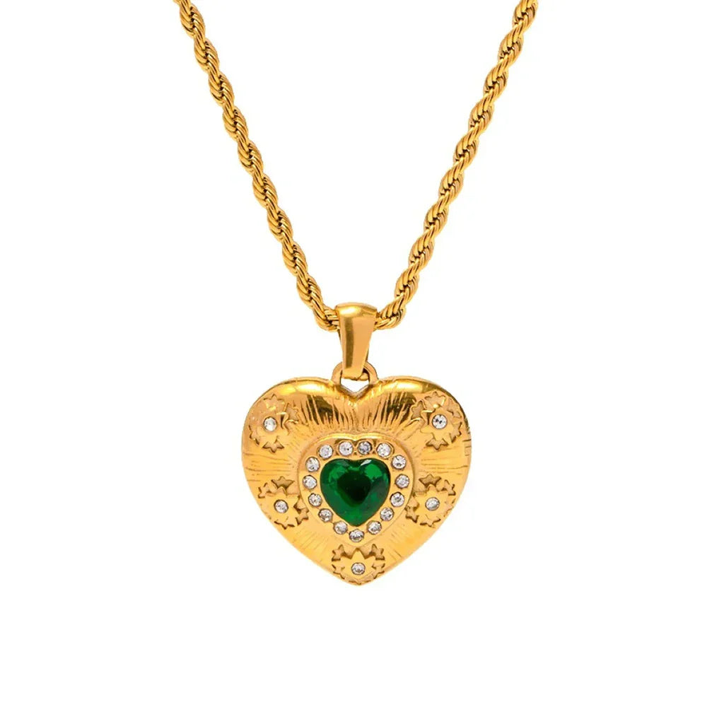 Vintage Heart Shaped Zircon Necklace