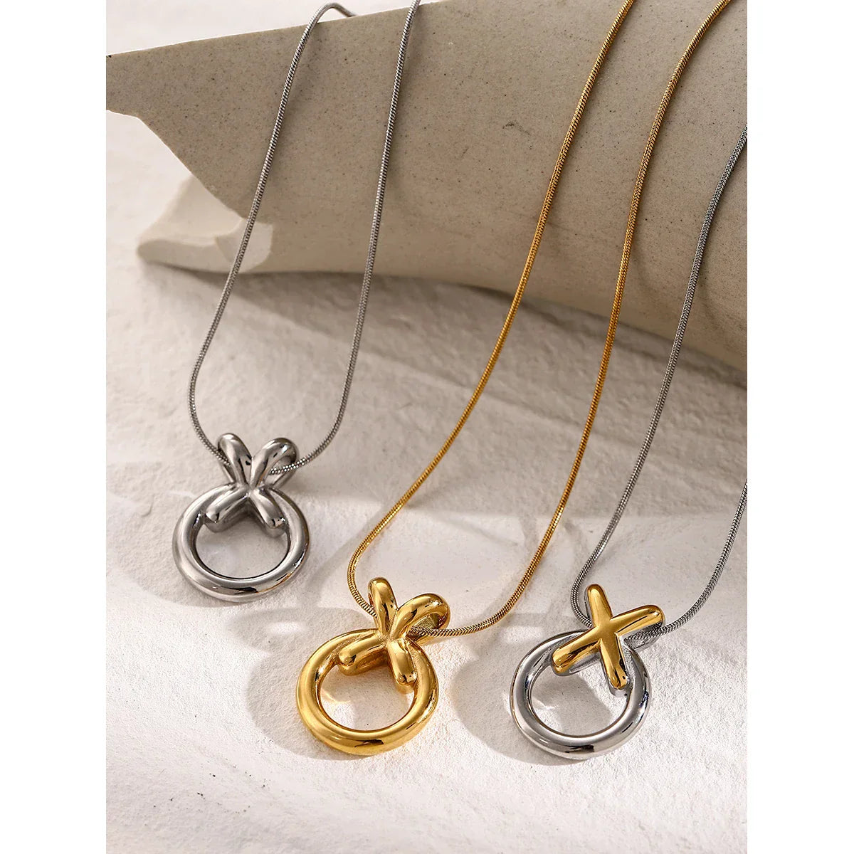 Gold Hollow Charm Pendant Necklace