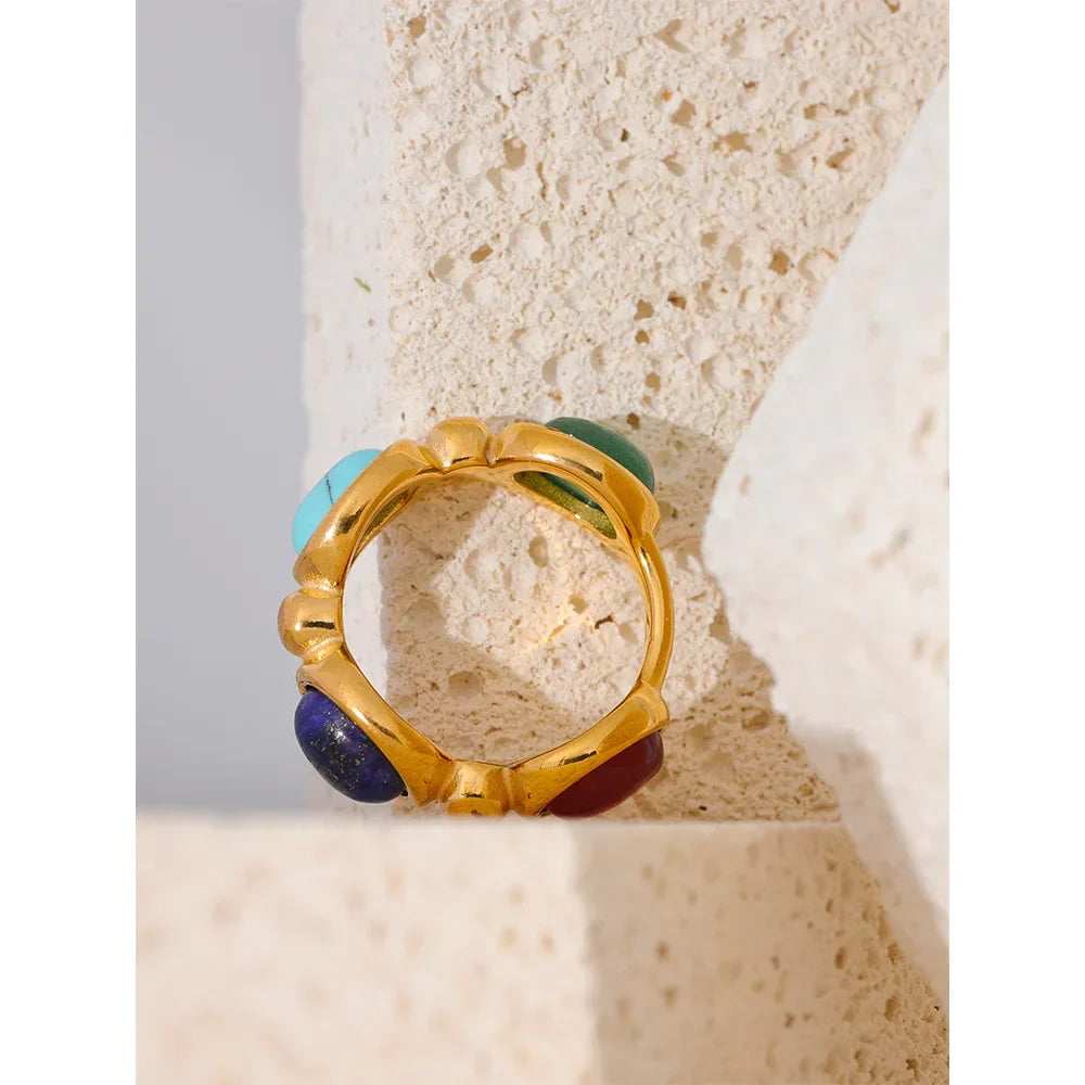 Agate Charm Ring in Natural Stone Design