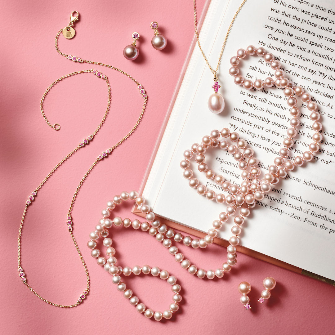 5mm Pink Pearl Rope Style Necklace