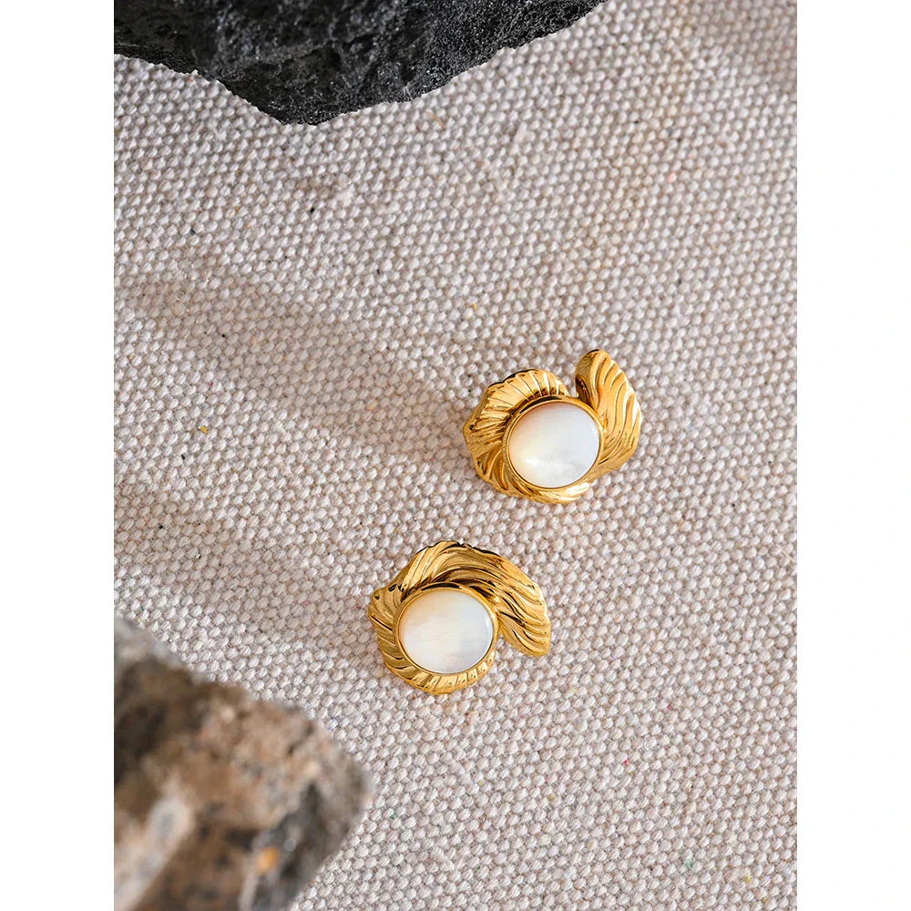 Geometric Natural Shell Statement Earrings