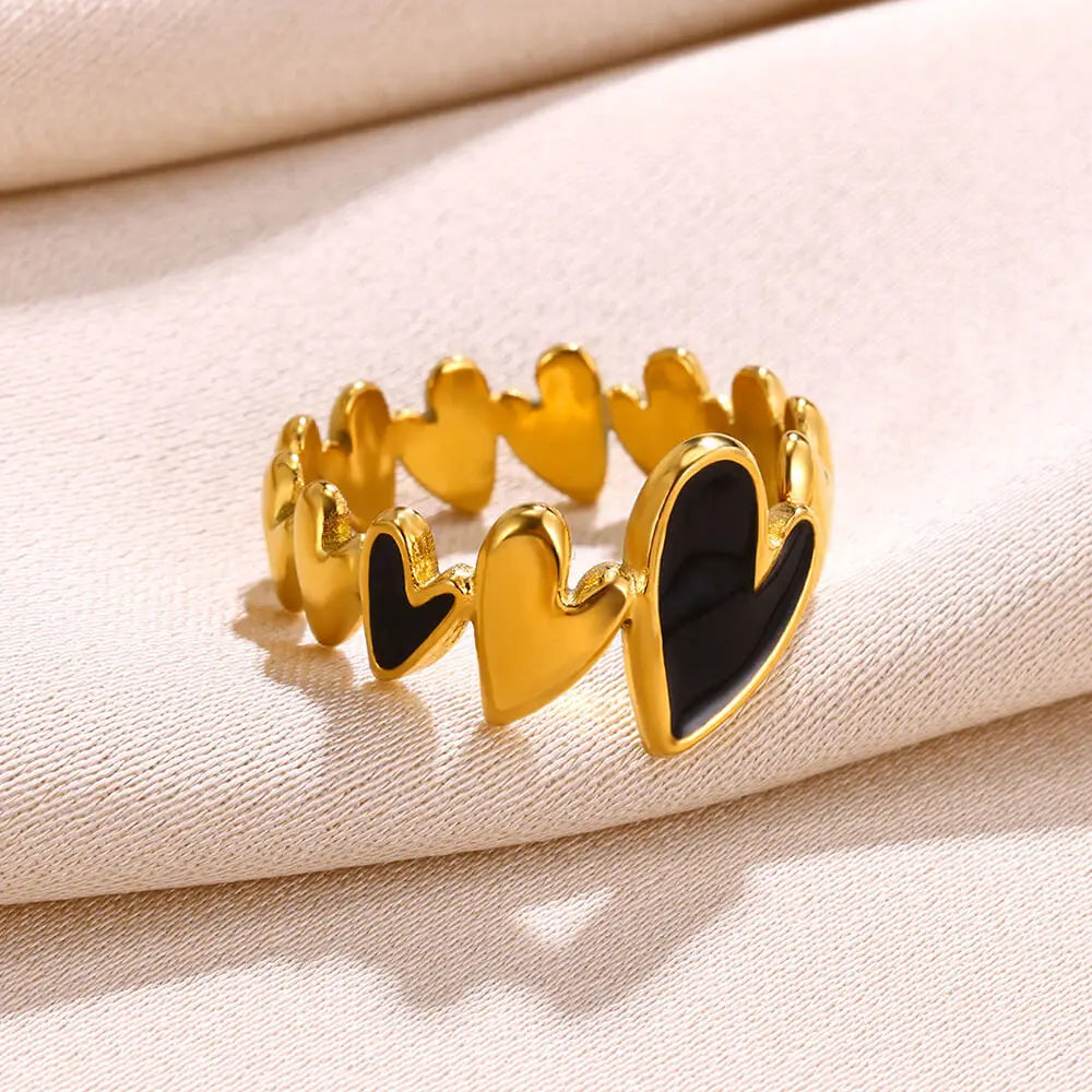 Gold Heart Star Design Ring