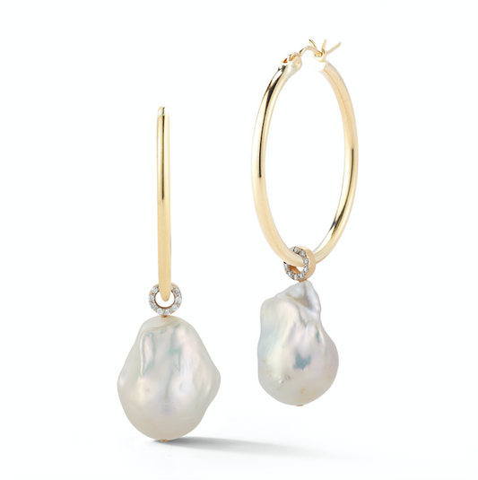 Detachable Hoops with 14kt Gold and Baroque Pearls