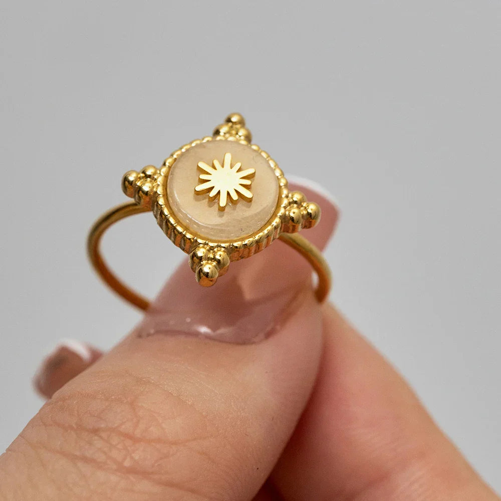 Gold Astrolabe Style Ring for Women