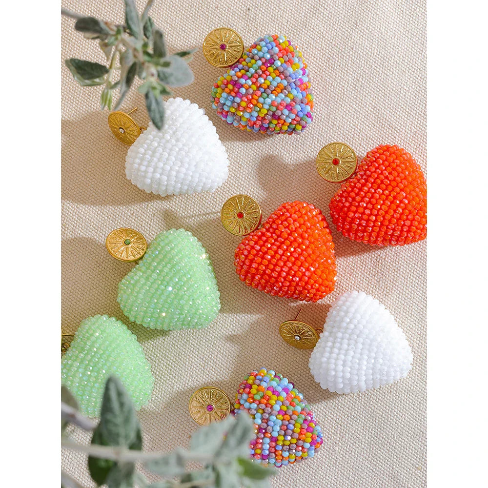 Colorful Heart Shaped Drop Earrings