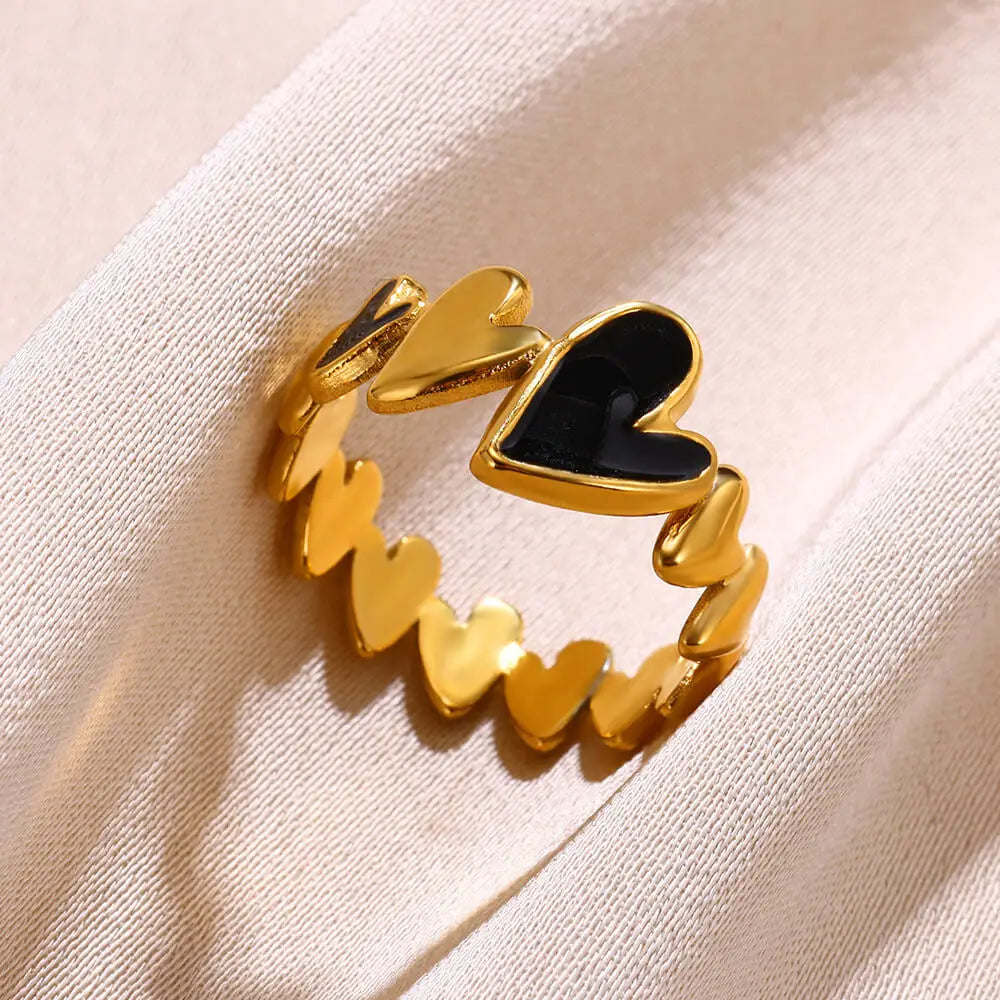 Gold Heart Star Design Ring