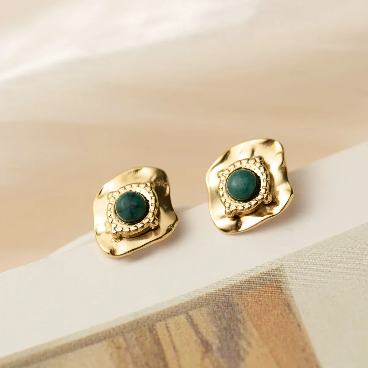 Irregular Spiked Stud Earrings in Gold Plated Finish