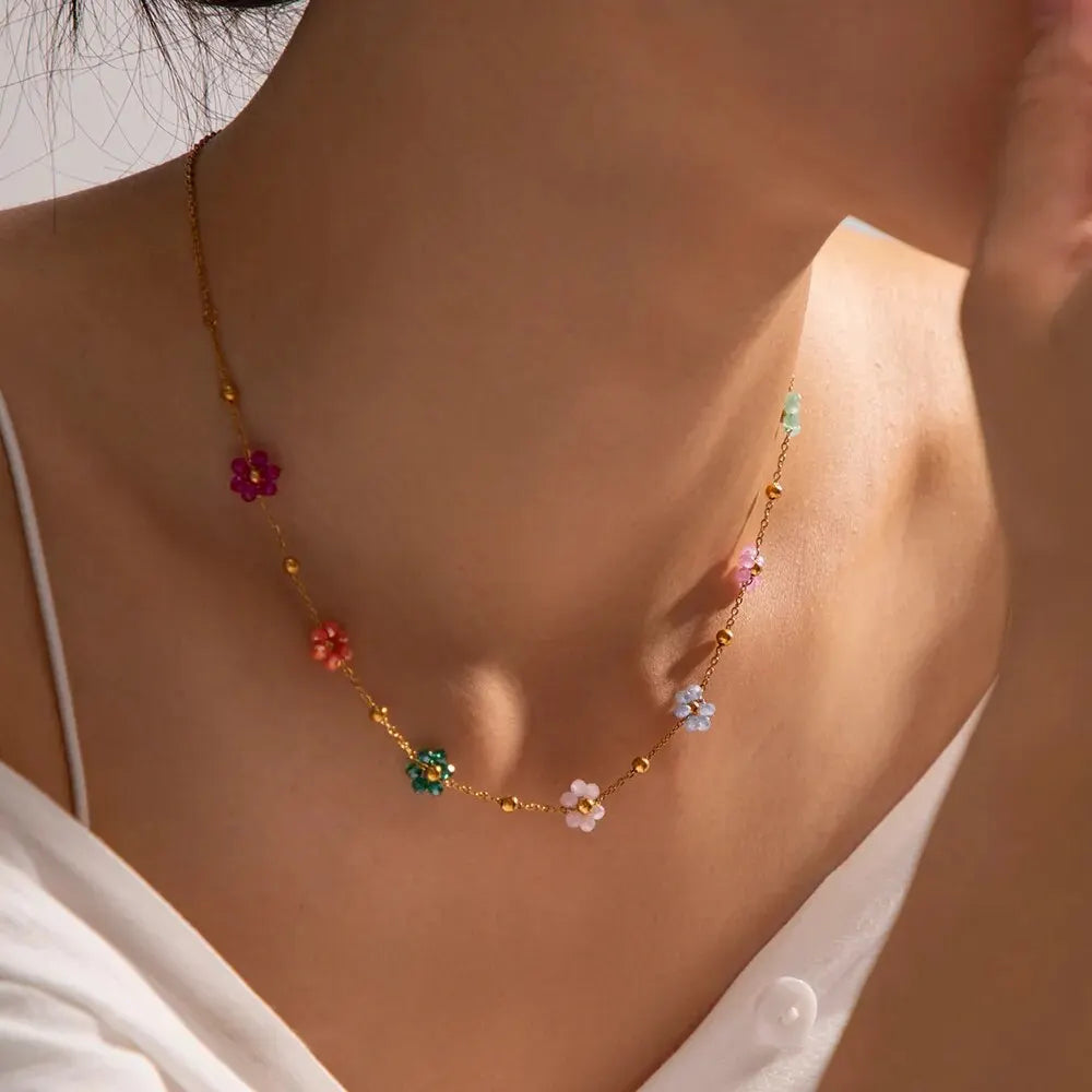 Colorful Floral Chain Jewelry Set