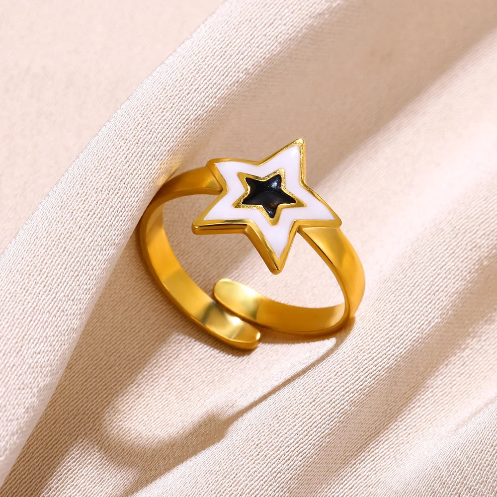 Gold Heart Star Design Ring