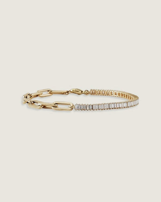 Baguette Diamond Tennis Link Bracelet