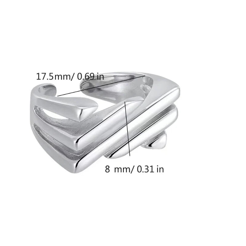 Contemporary Angular Design Silver Ring