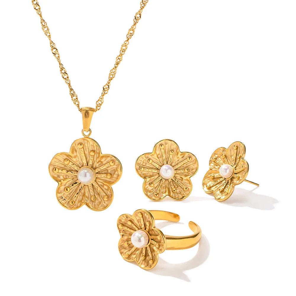 Vintage Flower Jewelry Collection Set