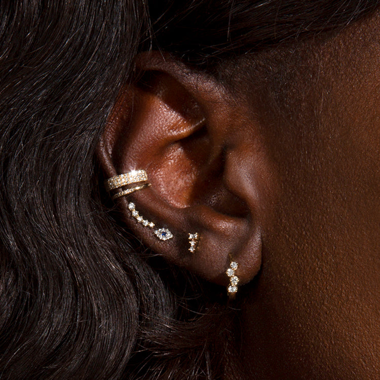 Dainty Diamond Cluster Huggie Earrings