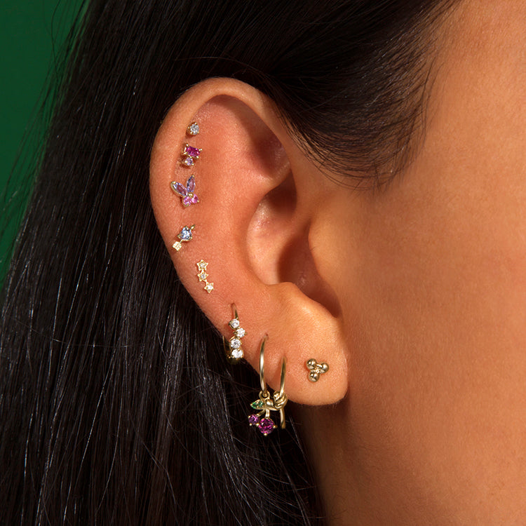 Dainty Diamond Cluster Huggie Earrings