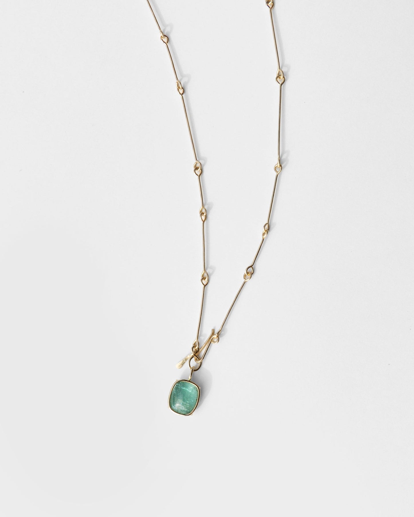 14K Tourmaline Bone Chain Pendant