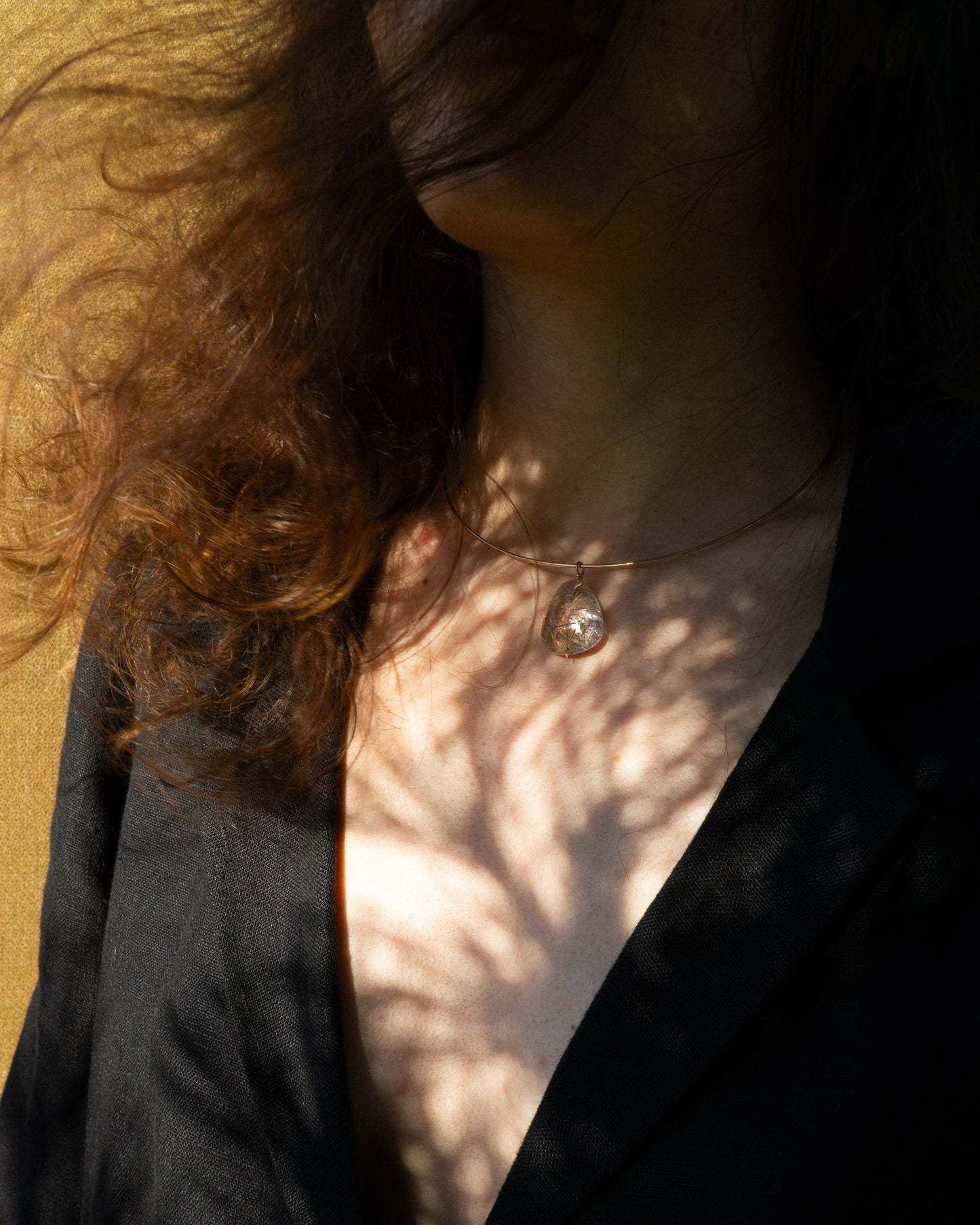 Tourmalated Quartz Pendant Drop Collar Necklace