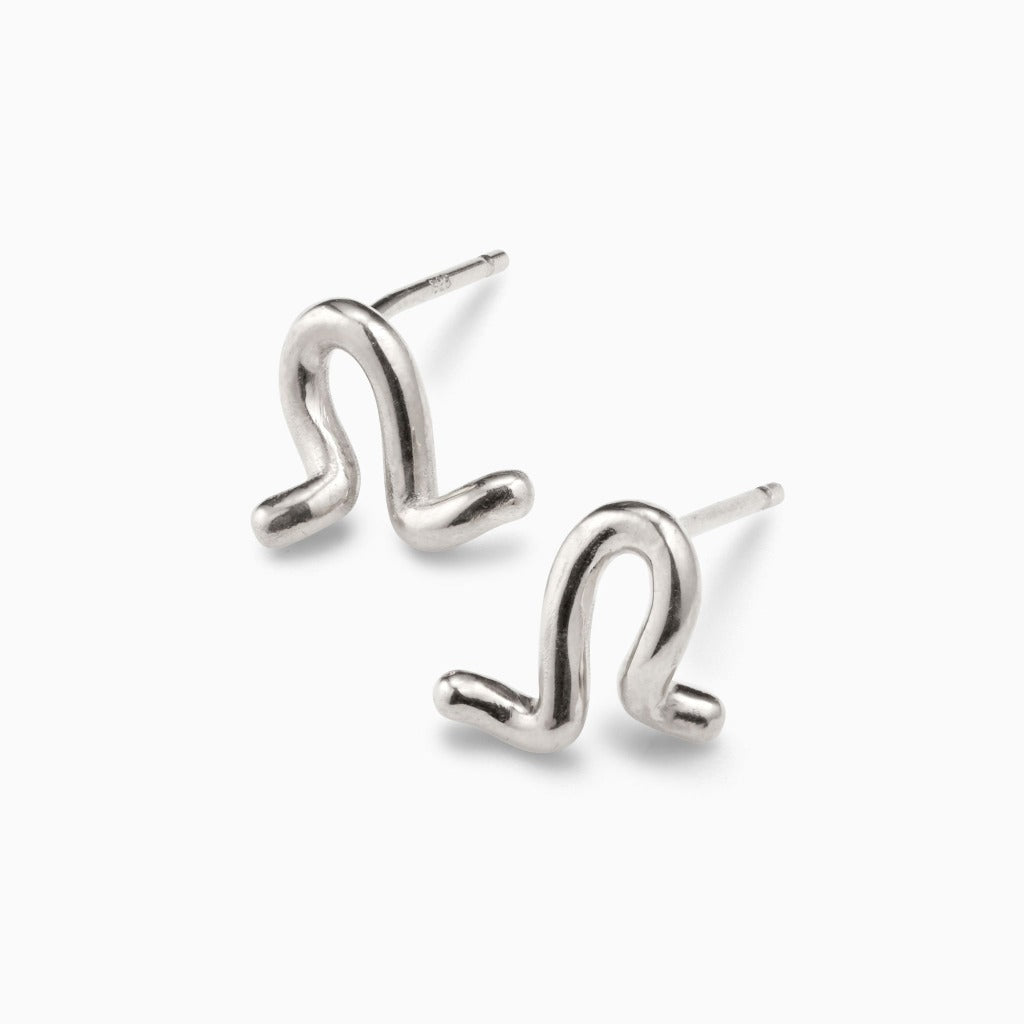 Twisted Design Stud Earrings in Silver