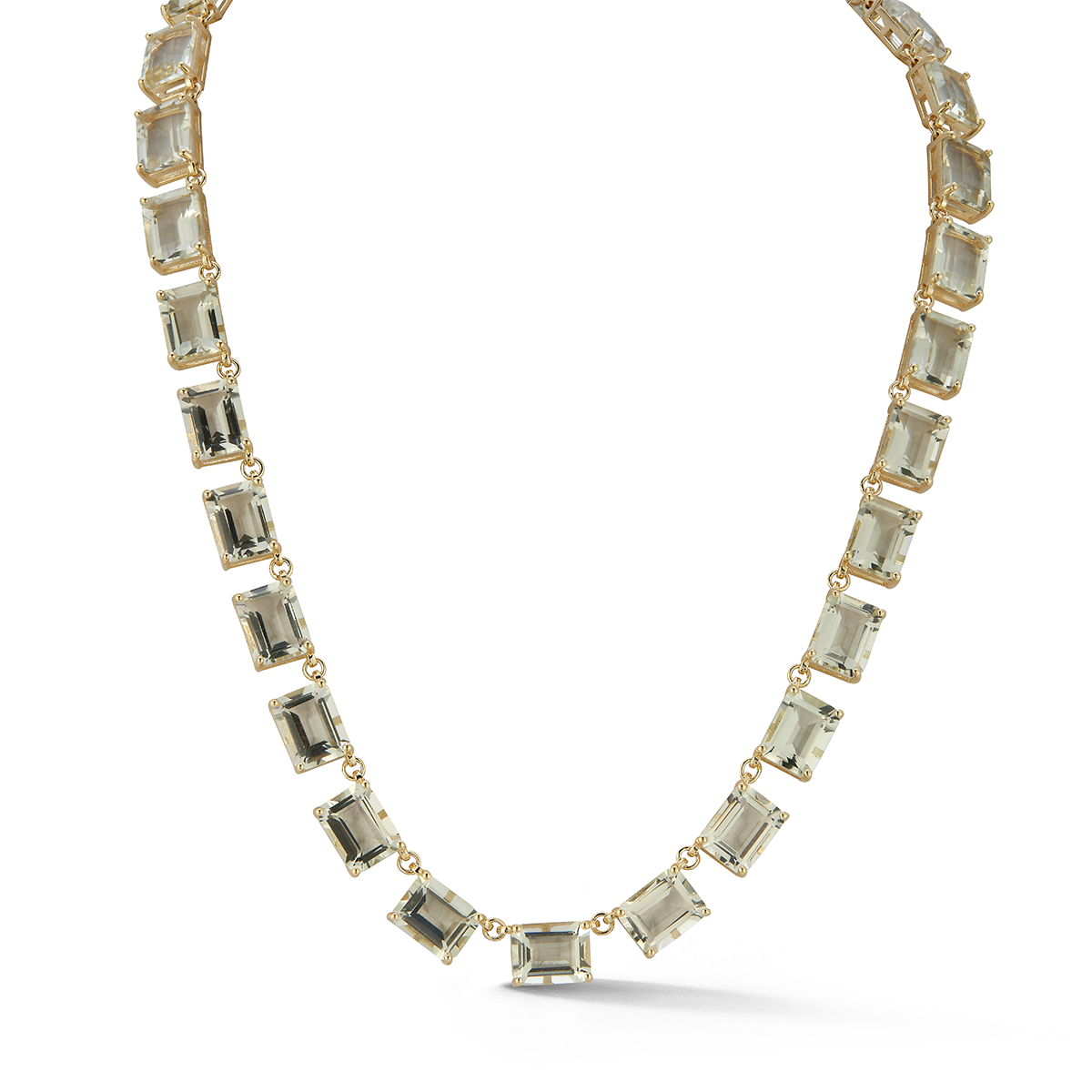 Green Amethyst 14kt Necklace in Riviera Style