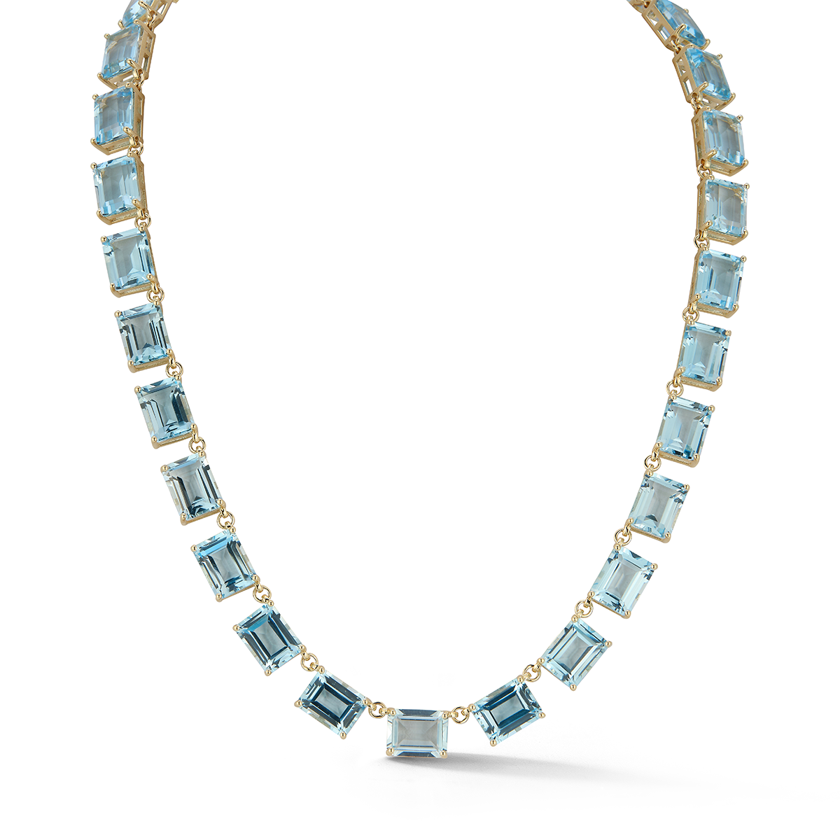 Blue Topaz 14kt Gold Riviera Necklace