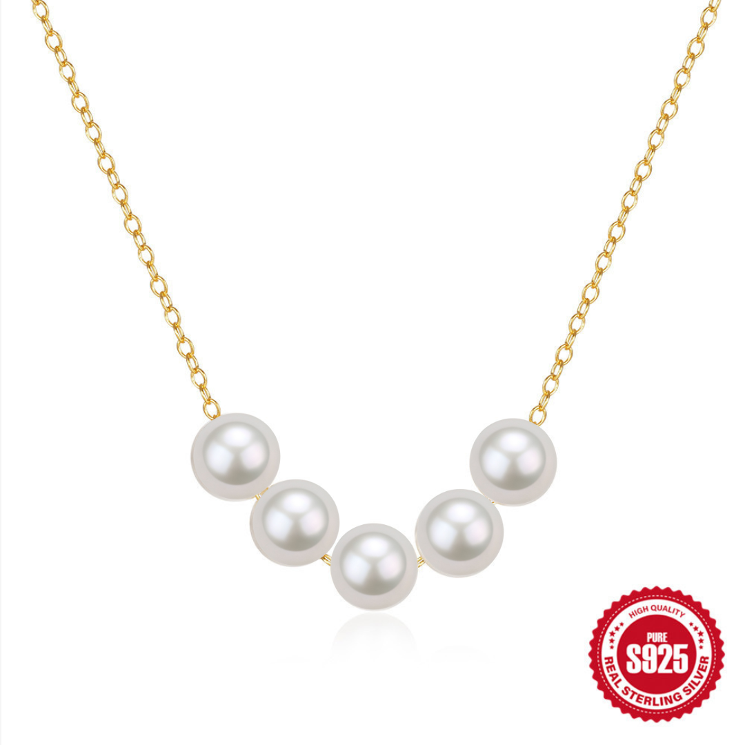 White Freshwater Pearl Necklace with Smile Design