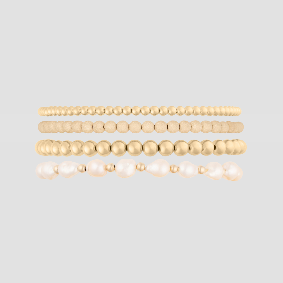 Stackable Baroque Pearl Bracelet Set in Four Sizes