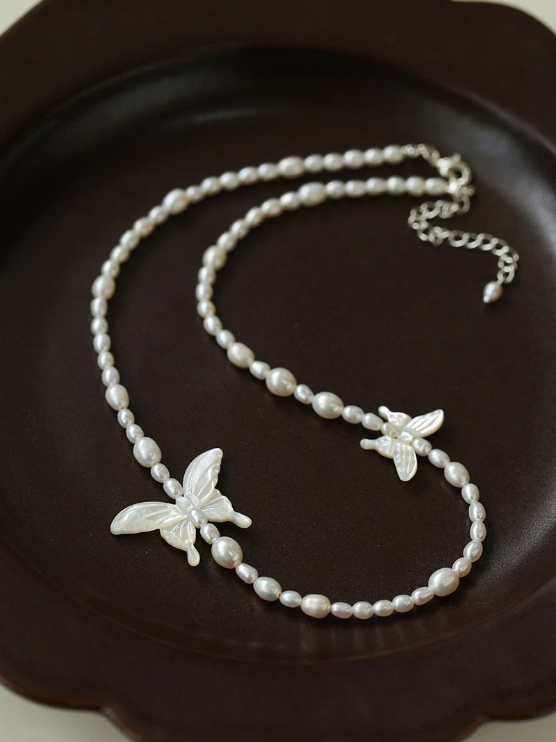 Butterfly Pearl and Shell Necklace